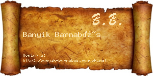 Banyik Barnabás névjegykártya